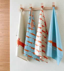 Mr Fox Set of 2 Tea Towels 70 x 50cm, Stone Stone