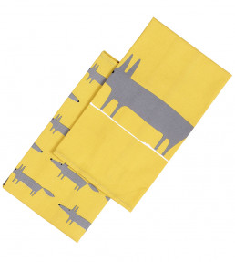 Mr Fox Set of 2 Tea Towels 50 x 70cm, Yellow Yellow