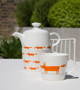 Mr Fox Tea for One, Ceramic / Orange Ceramic / Orange