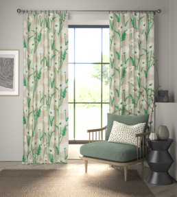 Poppy Pop Fabric - Parchment / Gecko Parchment / Gecko