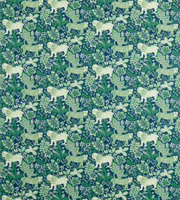 Rumble In The Jungle Fabric - Midnight / Mint Leaf Midnight / Mint Leaf