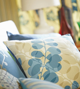 Lunaria Fabric - Chalk / Denim / Lime Chalk / Denim / Lime