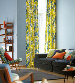 Lunaria Fabric - Chalk / Denim / Lime Chalk / Denim / Lime