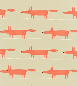Mr Fox Fabric - Neutral / Paprika Neutral / Paprika