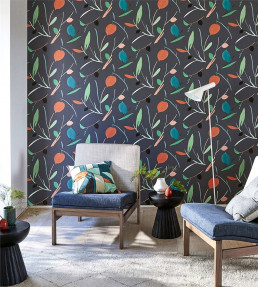 Oxalis Wallpaper - Pimento / Marine Pimento / Marine