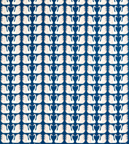 Swim Swam Swan Fabric - Denim Denim