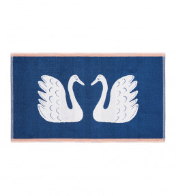 Swim Swam Swan Bath Mat, Denim Denim