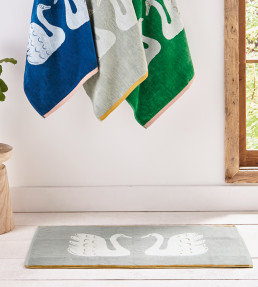 Swim Swam Swan Bath Mat 90 x 50cm, Pebble Pebble