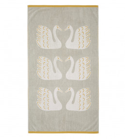 Swim Swam Swan Towel - Hand Towel, Pebble Pebble