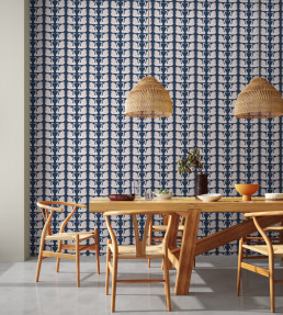 Swim Swam Swan Wallpaper - Denim Denim
