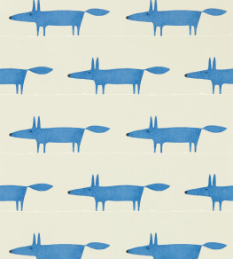 Midi Fox Wallpaper - Pebble / Denim Pebble / Denim