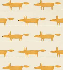 Midi Fox Wallpaper - Raffia / Chai Raffia / Chai