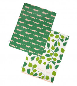 Mr Fox Set of 2 Tea Towels, Mint Leaf Mint Leaf