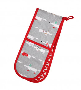 Mr Fox Christmas Double Oven Glove, Mid-Grey Mid-Grey