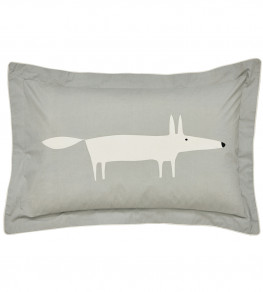 Mr Fox Oxford Pillow Case, Silver Silver