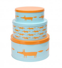 Mr Fox Round Cake Tins Set, Blue Blue