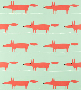 Mr Fox Fabric - Sage / Poppy Sage / Poppy