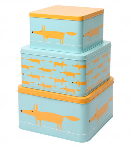 Mr Fox Set Square Cake Tins, Blue Blue