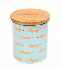 Mr Fox Tea Coffee or Sugar Storage Jar Multi Print, Blue Blue