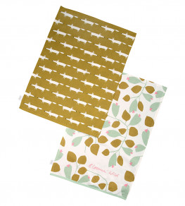 Mr Fox Set of 2 Tea Towels, Ochre Ochre