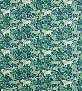 Rumble In The Jungle Fabric - Midnight / Mint Leaf Midnight / Mint Leaf