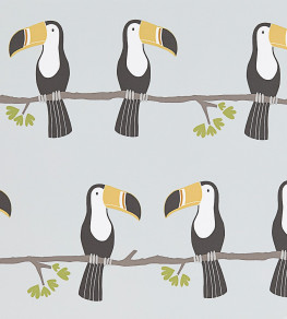 Terry Toucan Wallpaper - Tangerine / Charcoal / Maize Tangerine / Charcoal / Maize