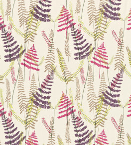 Athyrium Fabric - Plum / Fuchsia / Linen / Lime Plum / Fuchsia / Linen / Lime