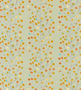 Berry Tree Fabric - Neutral / Tangerine / Powder Blue / Lemon Neutral / Tangerine / Powder Blue / Lemon