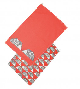 Spike Set of 2 Tea Towels, Red Red