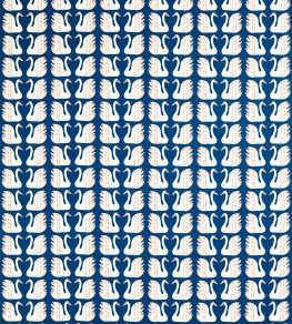 Swim Swam Swan Fabric - Denim Denim