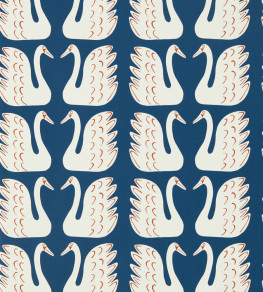 Swim Swam Swan Wallpaper - Denim Denim