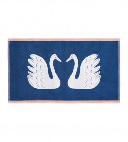 Swim Swam Swan Bath Mat, Denim Denim