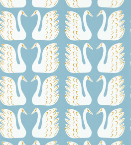Swim Swam Swan Wallpaper - Sky / Chai Sky / Chai