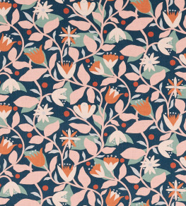 Dancing Daisies Print Fabric - Midnight Midnight