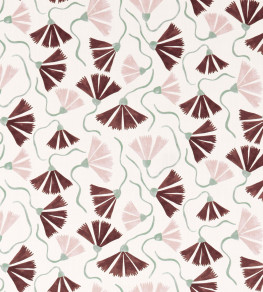 Fringed Poppy Print Fabric - Dusk Pink/Chestnut Dusk Pink/Chestnut
