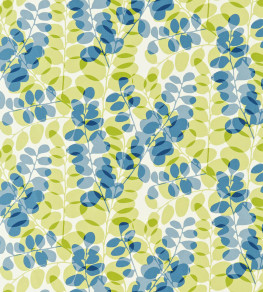 Lunaria Fabric - Chalk / Denim / Lime Chalk / Denim / Lime