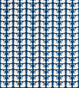Swim Swam Swan Fabric - Denim Denim