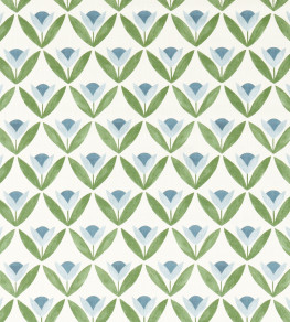 Tulip Trellis Print Fabric - Coast Blue Coast Blue