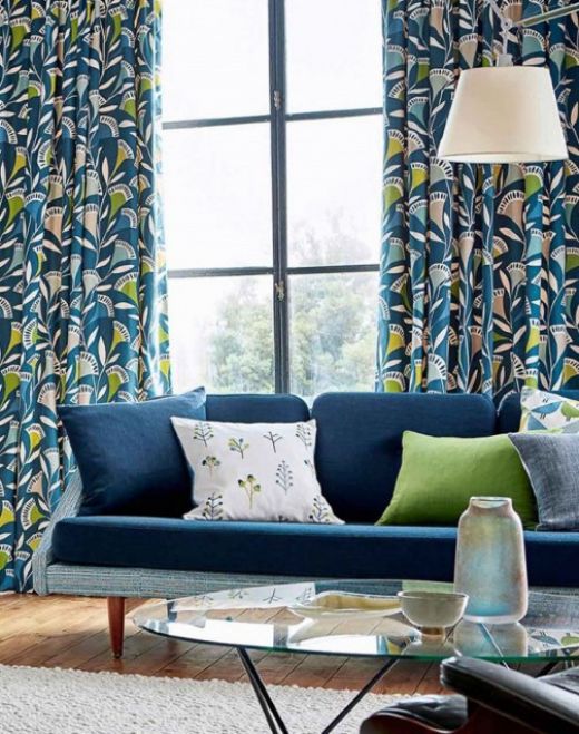 Office curtains in blue