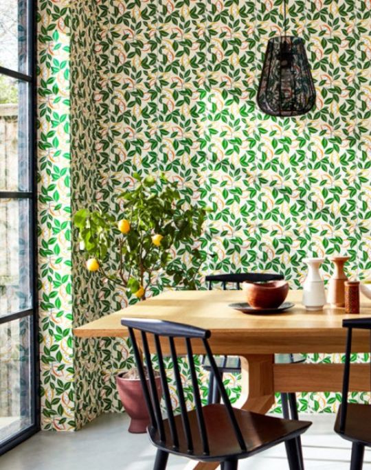 St Clements Wallpaper for a bright and fruity green office